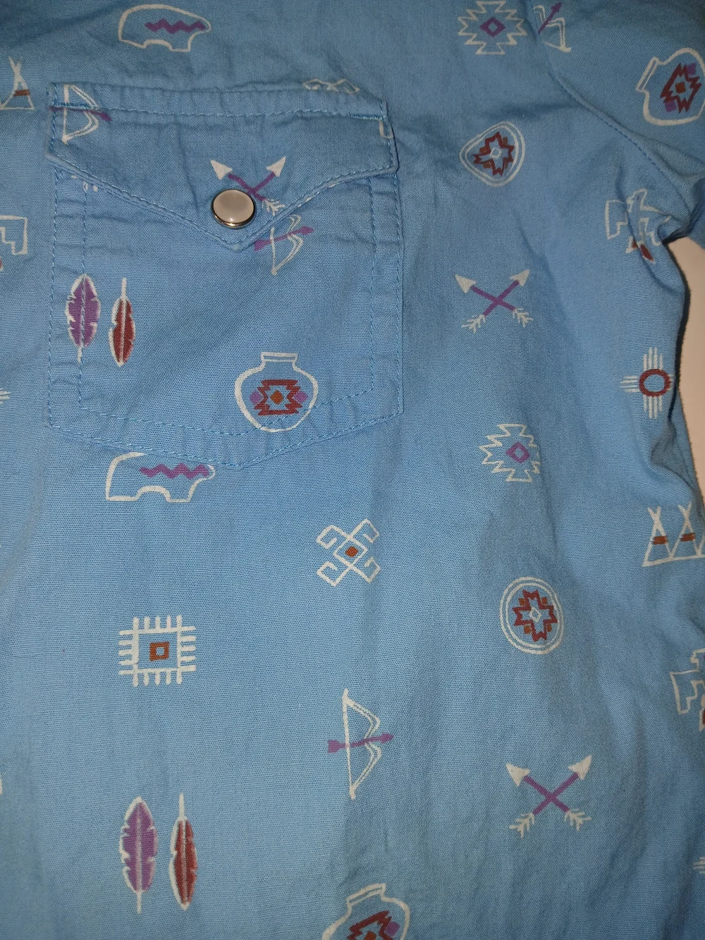 Panhandle Slim Blue Printed Western Shirt Large Girls D0394
